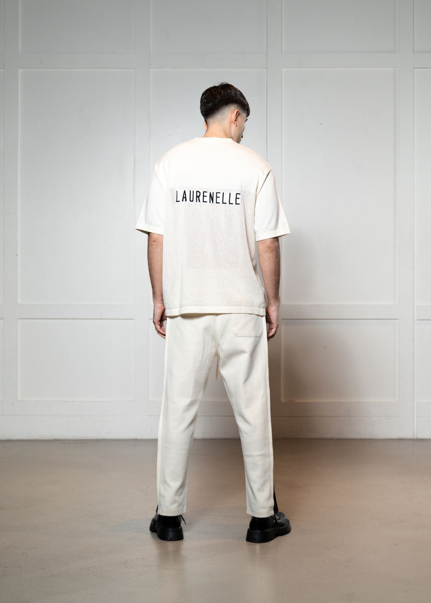 Laurenelle knit LE short sleeve shirt back view. Comfortable and stylish casual wear.