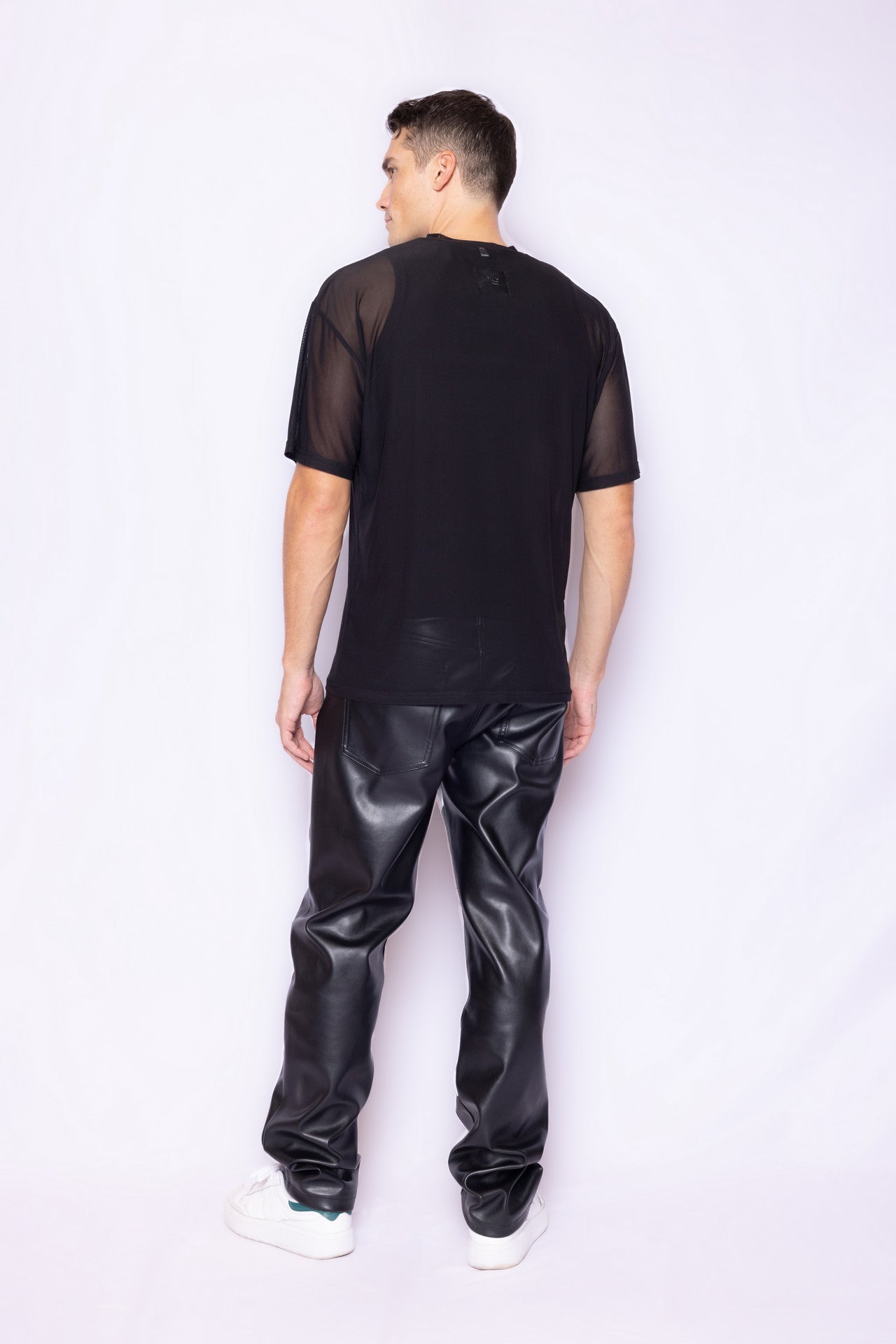 Vegan Leather Pant with White Contrast Panels