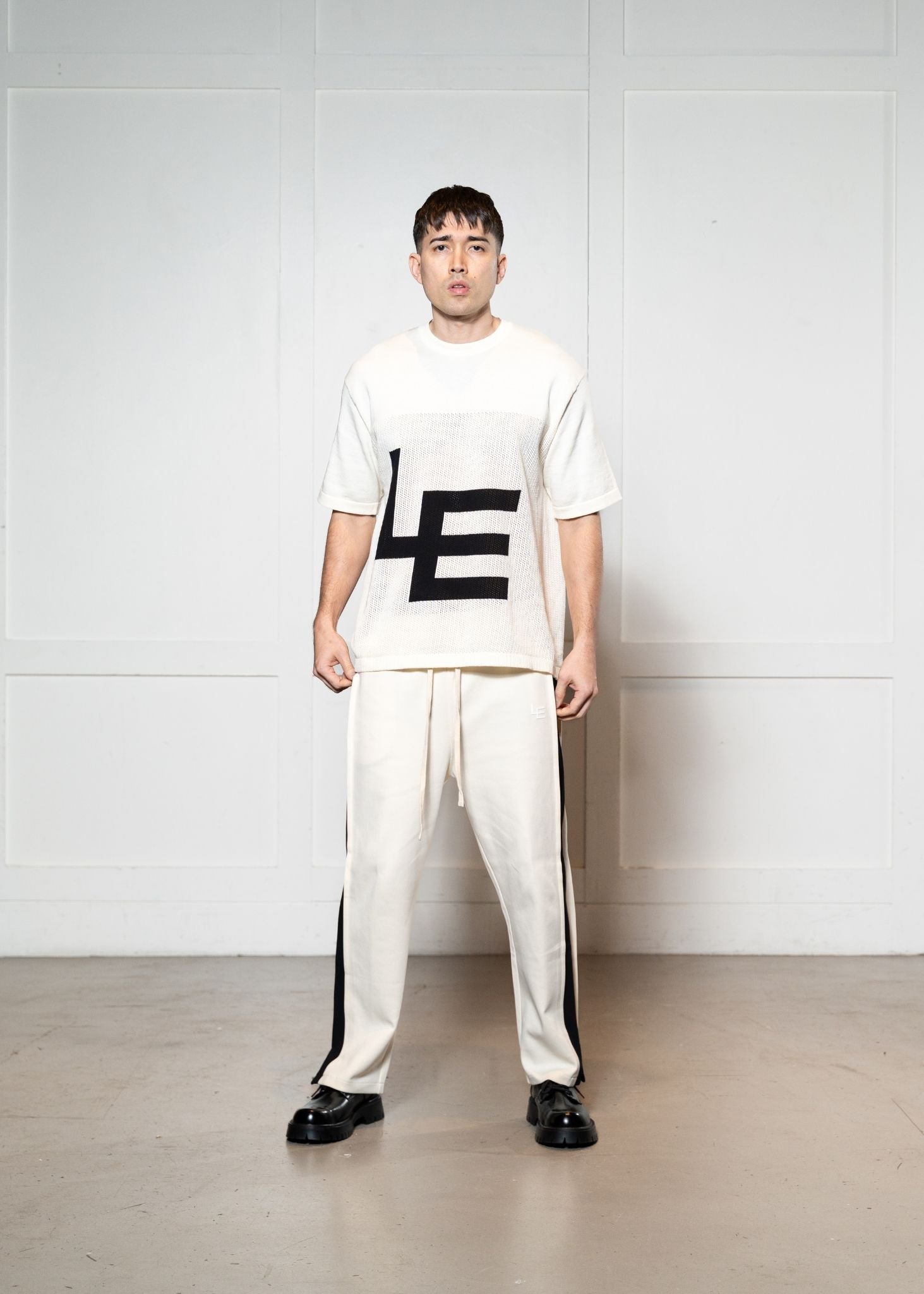 Laurenelle trouser track pant front view. Stylish and comfortable athleisure wear.